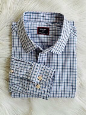 UNTUCKIt Men’s Slim Fit Blue Pink Plaid Button Down Shirt Large